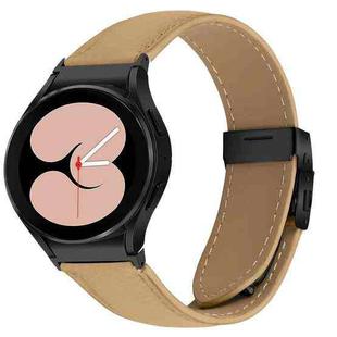 For Samsung Galaxy Watch 7 40 / 44mm Lychee Texture Black Turtle Back Buckle Leather Watch Band(Camel)