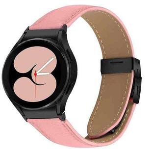 For Samsung Galaxy Watch 7 40 / 44mm Quick Release Lychee Texture Black Turtle Back Buckle Leather Watch Band(Pink)