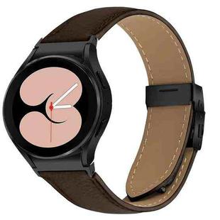 For Samsung Galaxy Watch 7 40 / 44mm Quick Release Lychee Texture Black Turtle Back Buckle Leather Watch Band(Coffee Color)