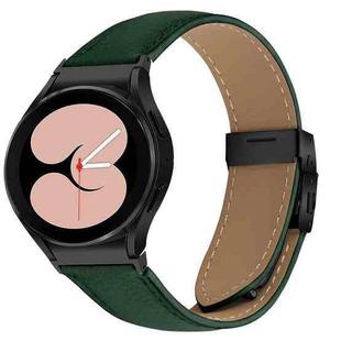 For Samsung Galaxy Watch 7 40 / 44mm Quick Release Lychee Texture Black Turtle Back Buckle Leather Watch Band(Green)