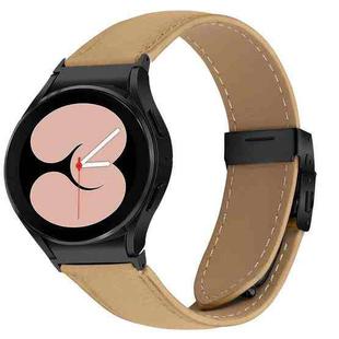 For Samsung Galaxy Watch 7 40 / 44mm Quick Release Lychee Texture Black Turtle Back Buckle Leather Watch Band(Camel)