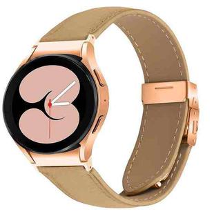 For Samsung Galaxy Watch 7 40 / 44mm Lychee Texture Rose Gold Turtle Back Buckle Leather Watch Band(Camel)