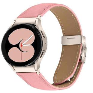 For Samsung Galaxy Watch 7 40 / 44mm Lychee Texture Starlight Turtle Back Buckle Leather Watch Band(Pink)
