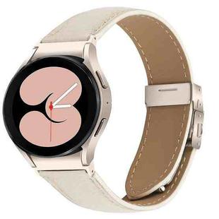For Samsung Galaxy Watch 7 40 / 44mm Lychee Texture Starlight Turtle Back Buckle Leather Watch Band(Creamy White)