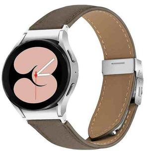 For Samsung Galaxy Watch 7 40 / 44mm Lychee Texture Silver Turtle Back Buckle Leather Watch Band(Gray)