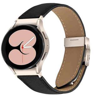 For Samsung Galaxy Watch 7 40 / 44mm Quick Release Lychee Texture Starlight Turtle Back Buckle Leather Watch Band(Black)