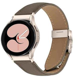 For Samsung Galaxy Watch 7 40 / 44mm Quick Release Lychee Texture Starlight Turtle Back Buckle Leather Watch Band(Gray)