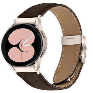For Samsung Galaxy Watch 7 40 / 44mm Quick Release Lychee Texture Starlight Turtle Back Buckle Leather Watch Band(Coffee Color)
