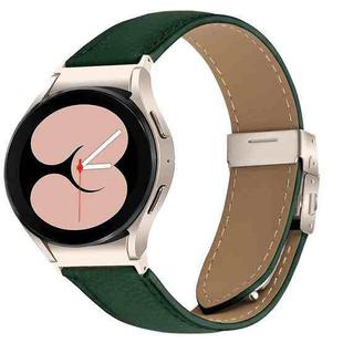 For Samsung Galaxy Watch 7 40 / 44mm Quick Release Lychee Texture Starlight Turtle Back Buckle Leather Watch Band(Green)