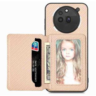 For Nothing Phone 3a Pro Carbon Fiber Magnetic Card Bag Phone Case(Khaki)