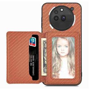For Nothing Phone 3a Pro Carbon Fiber Magnetic Card Bag Phone Case(Brown)