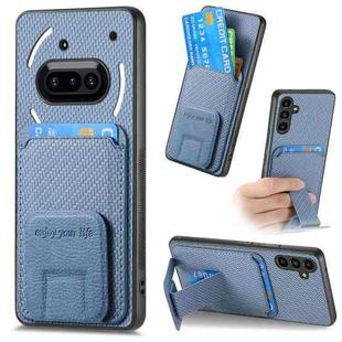 For Nothing Phone 3a Carbon Fiber Card Bag Fold Stand Phone Case(Blue)