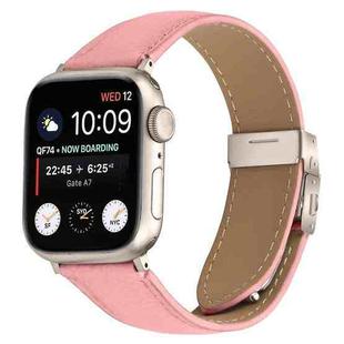 For Apple Watch 42mm / 41mm / 40mm / 38mm Lychee Texture Starlight Turtle Back Buckle Leather Watch Band(Pink)
