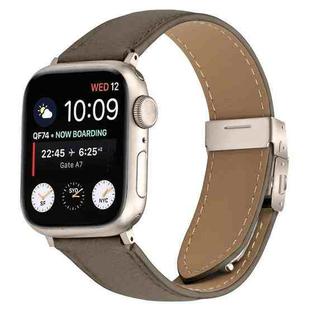 For Apple Watch 46mm / 49mm / 45mm / 44mm Lychee Texture Starlight Turtle Back Buckle Leather Watch Band(Gray)