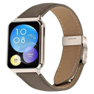 For Xiaomi Smart Bnad 9 Pro / Redmi Watch 5 Lychee Texture Starlight Turtle Back Buckle Leather Watch Band(Gray)