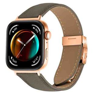 For Huawei Watch Fit 4 / Fit 4 Pro / Fit 3 Lychee Texture Rose Gold Turtle Back Buckle Leather Watch Band(Gray)