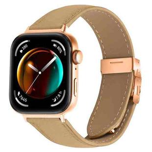 For Huawei Watch Fit 4 / Fit 4 Pro / Fit 3 Lychee Texture Rose Gold Turtle Back Buckle Leather Watch Band(Camel)