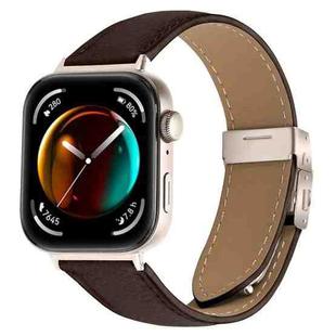 For Huawei Watch Fit 4 / Fit 4 Pro / Fit 3 Lychee Texture Starlight Turtle Back Buckle Leather Watch Band(Coffee Color)