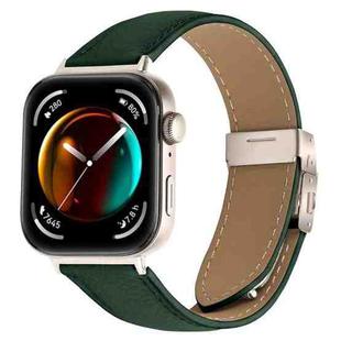 For Huawei Watch Fit 4 / Fit 4 Pro / Fit 3 Lychee Texture Starlight Turtle Back Buckle Leather Watch Band(Green)