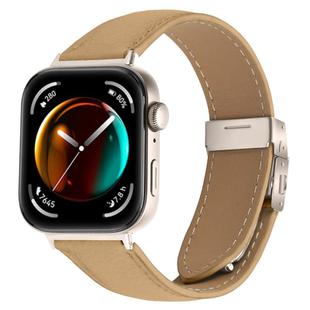 For Huawei Watch Fit 4 / Fit 4 Pro / Fit 3 Lychee Texture Starlight Turtle Back Buckle Leather Watch Band(Camel)