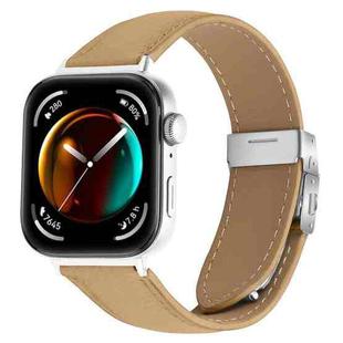 For Huawei Watch Fit 4 / Fit 4 Pro / Fit 3 Lychee Texture Silver Turtle Back Buckle Leather Watch Band(Camel)
