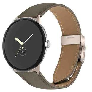 For Google Pixel Watch / Watch 2 / 3 41mm Lychee Texture Starlight Turtle Back Buckle Leather Watch Band(Gray)