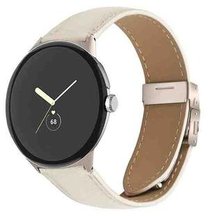 For Google Pixel Watch / Watch 2 / 3 41mm Lychee Texture Starlight Turtle Back Buckle Leather Watch Band(Creamy White)
