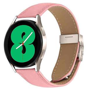 20mm Lychee Texture Starlight Turtle Back Buckle Leather Watch Band(Pink)