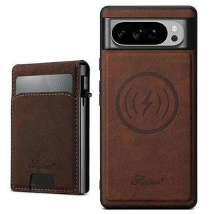 For Google Pixel 10 Pro XL Suteni H19 Litchi Grain 2-in-1 Removable Card Box Back Phone Case(Brown)