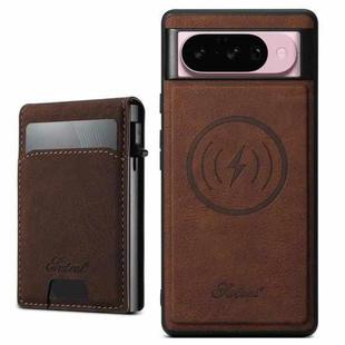 For Google Pixel 10 Suteni H19 Litchi Grain 2-in-1 Removable Card Box Back Phone Case(Brown)