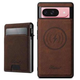 For Google Pixel 9 Suteni H19 Litchi Grain 2-in-1 Removable Card Box Back Phone Case(Brown)