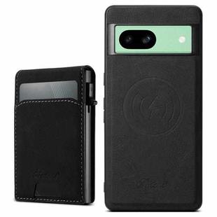 For Google Pixel 8a Suteni H19 Litchi Grain 2-in-1 Removable Card Box Back Phone Case(Black)