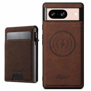 For Google Pixel 8 Suteni H19 Litchi Grain 2-in-1 Removable Card Box Back Phone Case(Brown)