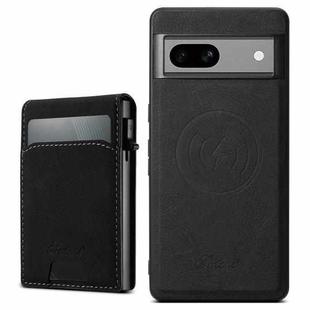 For Google Pixel 7a Suteni H19 Litchi Grain 2-in-1 Removable Card Box Back Phone Case(Black)