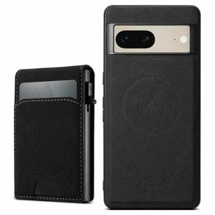 For Google Pixel 7 Suteni H19 Litchi Grain 2-in-1 Removable Card Box Back Phone Case(Black)