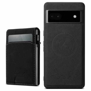 For Google Pixel 6a Suteni H19 Litchi Grain 2-in-1 Removable Card Box Back Phone Case(Black)