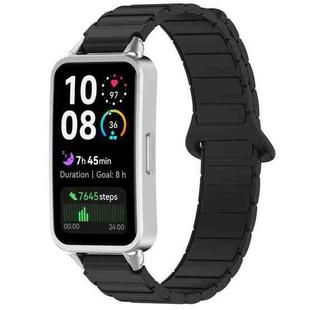 For Huawei Band 10 / 9 / 8 Magnetic Two Color Silicone Watch Band(Black)
