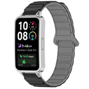 For Huawei Band 10 / 9 / 8 Magnetic Two Color Silicone Watch Band(Black Gray)