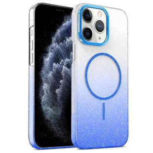 For iPhone 11 Pro Max Gold Diamond Glitter Gradient MagSafe Shockproof Phone Case(Blue)