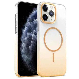 For iPhone 11 Pro Max Gold Diamond Glitter Gradient MagSafe Shockproof Phone Case(Gold)