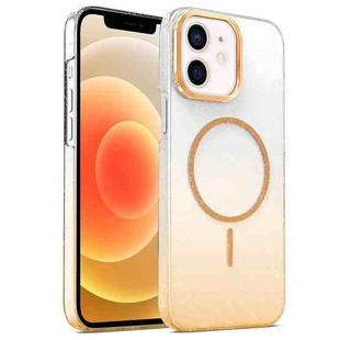 For iPhone 12 Gold Diamond Glitter Gradient MagSafe Shockproof Phone Case(Gold)