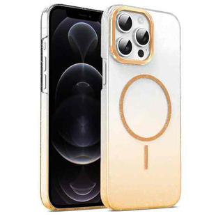 For iPhone 12 Pro Gold Diamond Glitter Gradient MagSafe Shockproof Phone Case(Gold)