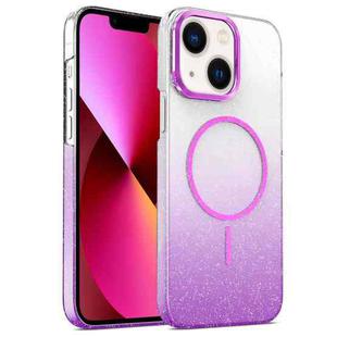 For iPhone 13 Gold Diamond Glitter Gradient MagSafe Shockproof Phone Case(Purple)