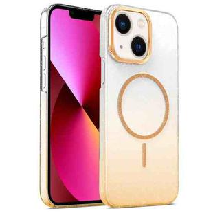 For iPhone 13 Gold Diamond Glitter Gradient MagSafe Shockproof Phone Case(Gold)