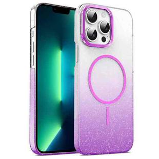 For iPhone 13 Pro Max Gold Diamond Glitter Gradient MagSafe Shockproof Phone Case(Purple)