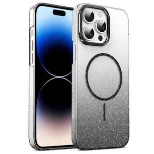 For iPhone 14 Pro Max Gold Diamond Glitter Gradient MagSafe Shockproof Phone Case(Black)