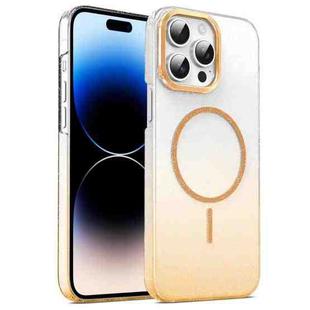 For iPhone 14 Pro Max Gold Diamond Glitter Gradient MagSafe Shockproof Phone Case(Gold)