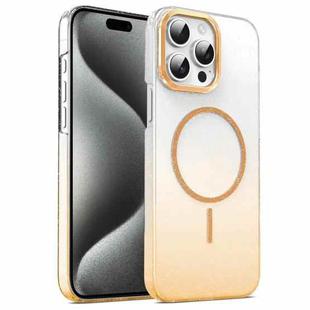 For iPhone 15 Pro Gold Diamond Glitter Gradient MagSafe Shockproof Phone Case(Gold)