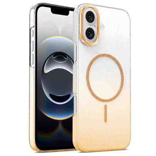 For iPhone 16e Gold Diamond Glitter Gradient MagSafe Shockproof Phone Case(Gold)