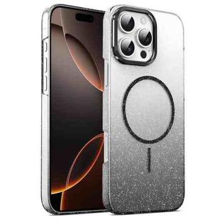 For iPhone 16 Pro Max Gold Diamond Glitter Gradient MagSafe Shockproof Phone Case(Black)